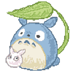 Community logo: Totoro beneath a leaf with two small forest spirits